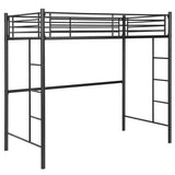 Twin Loft Bed Frame with 2 Ladders Full-length Guardrail -Black