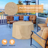 40 Inch Round Propane Gas Fire Pit Table Wood-Like Surface with Laval Rock PVC Cover