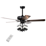 50 Inch Noiseless Ceiling Fan Light with Explosion-proof Glass Lampshades-Black
