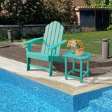 Outdoor Adirondack Chair with Built-in Cup Holder for Backyard Porch-Turquoise