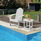 Outdoor Adirondack Chair with Built-in Cup Holder for Backyard Porch-White