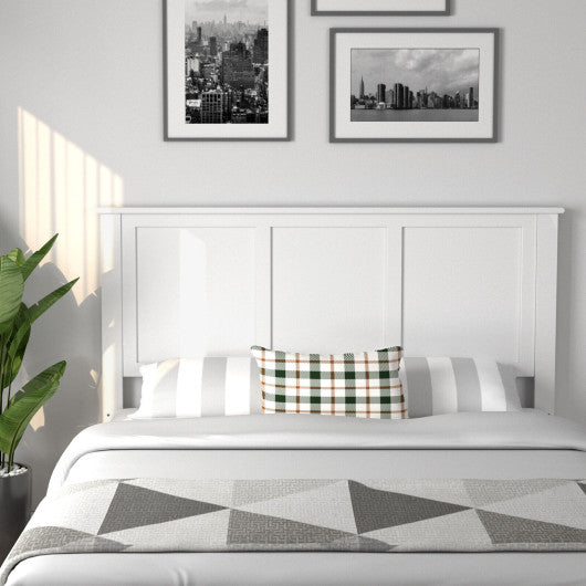 Full Wood Headboard Flat Panel with Pre-drilled Holes and Height Adjustment-White