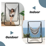 Hanging Padded Hammock Chair with Stand and Heavy Duty Steel-Gray