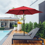 10 Feet Outdoor Patio Umbrella with Tilt Adjustment and Crank-Dark Red