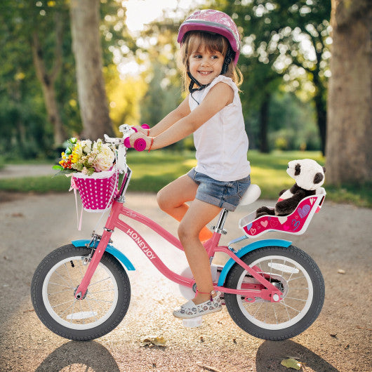 Kids Bicycle with Training Wheels and Basket for Boys and Girls Age 3-9 Years-14 inches