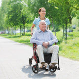 Folding Rollator Walker with 8-inch Wheels and Seat-Red
