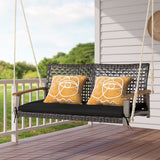 2-Person Rattan Hanging Porch Swing Chair-Black