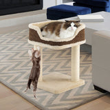Multi-Level Cat Climbing Tree with Scratching Posts and Large Plush Perch-Beige