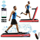 4.75HP 2 In 1 Folding Treadmill with Remote APP Control-Red