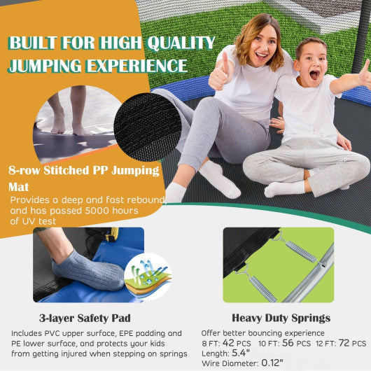 8/10 Feet Recreational Trampoline with Basketball Hoop-10 ft