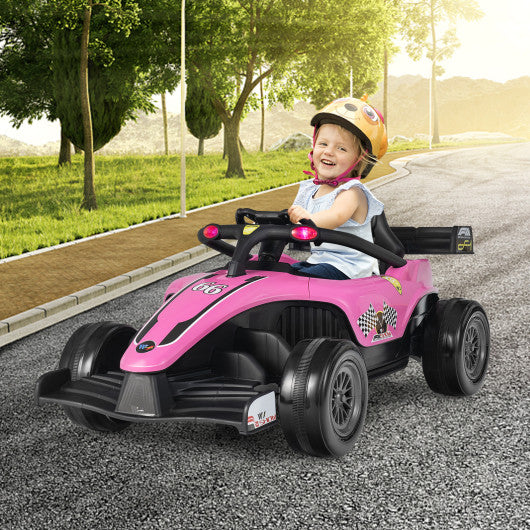 12V Kids Ride on Electric Formula Racing Car with Remote Control-Pink