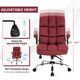 Adjustable Swivel Office Chair with High Back and Flip-up Arm for Home and Office-Red