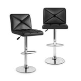 PU Leather Upholstered Bar Stools Set of 2 with Back and Adjustable Height-Black