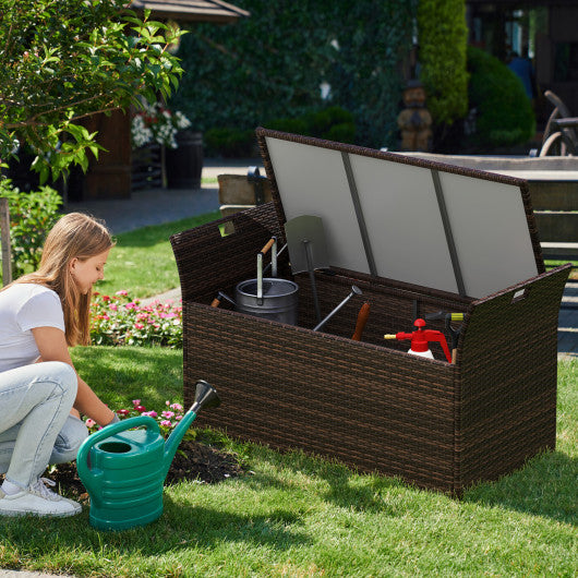 Outdoor Bench with Hand-woven PE Rattan Wicker and Side Handles-Gray