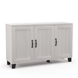 3-Door Buffet Sideboard with Adjustable Shelves and Anti-Tipping Kits-White Wash