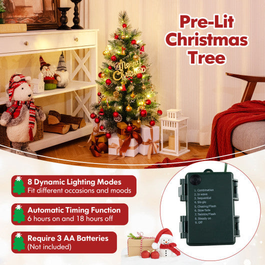 3 FT Battery-Operated Tabletop Holiday Decoration with 81 PVC and Pine Needles