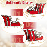 3 FT Christmas Metal Sleigh Decoration Santa Sleigh with 2-Tier Storage Shelf