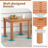 3 PCS Eucalyptus Wood Patio Bistro Set with 2 Folding Arm Chairs