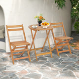 3 Pieces Folding Patio Bistro Set with Slatted Tabletop