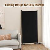 3 Panel Folding Room Divider with Lockable Wheels-Black