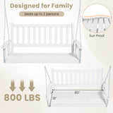 3-Person Wooden Outdoor Porch Swing with 800 lbs Weight Capacity-White