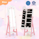 2 Pieces Kids Vanity Set and Jewelry Armoire Cabinet with Full-length Mirror-White