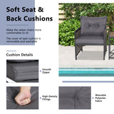 3 Piece Patio Rattan Furniture Set with Acacia Wood Tabletop