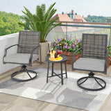 3 Piece Patio Swivel Chair Set with Soft Seat Cushions for Backyard