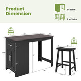 3-Piece Bar Table Set for 2 with 2 Saddle Stools for Dining Room-Black