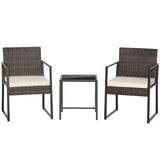 3 Pieces Modern Heavy Duty Patio Furniture Set with Coffee Table-Off White