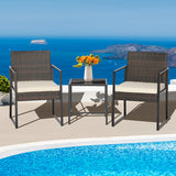 3 Pieces Modern Heavy Duty Patio Furniture Set with Coffee Table-Off White