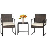 3 Pieces Modern Heavy Duty Patio Furniture Set with Coffee Table-Off White