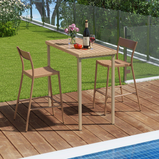 3 Pieces Patio Bar Table Set with Height Table and 2 Armless Chairs