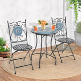 3 Piece Patio Bistro Set with Mosaic Pattern