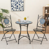 3 Piece Patio Bistro Set with Mosaic Pattern