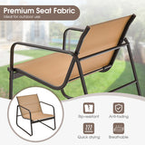 3 Pieces Patio Conversation Set with Breathable Fabric and Tabletop-Brown