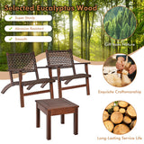 3 Pieces Outdoor Wooden Patio Rattan Furniture Set