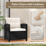 3 Pieces Patio Furniture Set with Tempered Glass Coffee Table-White