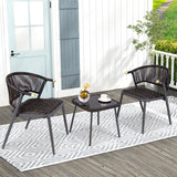 3 Pieces Patio Rattan Furniture Set for Backyard Poolside-Brown and Black