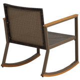 3 Pieces Rattan Rocking Bistro Set with Coffee Table and Cushions-Off White