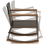 3 Pieces Rattan Rocking Bistro Set with Coffee Table and Cushions-Off White