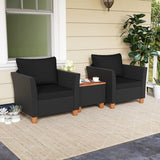 3 Pieces Outdoor Patio Rattan Furniture Set-Black