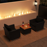 3 Pieces Outdoor Patio Rattan Furniture Set-Black