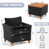 3 Pieces Outdoor Patio Rattan Furniture Set-Black