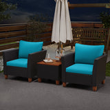 3 Pieces Outdoor Patio Rattan Furniture Set-Turquoise