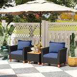 3 Pieces Outdoor Patio Rattan Furniture Set-Navy