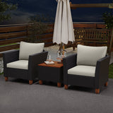 3 Pieces Outdoor Patio Rattan Furniture Set with Coffee Table-White