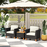 3 Pieces Outdoor Patio Rattan Furniture Set with Coffee Table-White