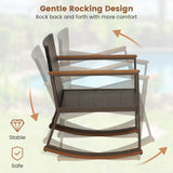 3 Pieces Rattan Rocking Bistro Set with Coffee Table and Cushions-Gray