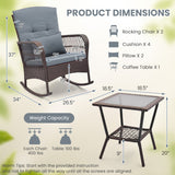3 Pieces Rocking Bistro Set with 2-Tier Coffee Table-Gray
